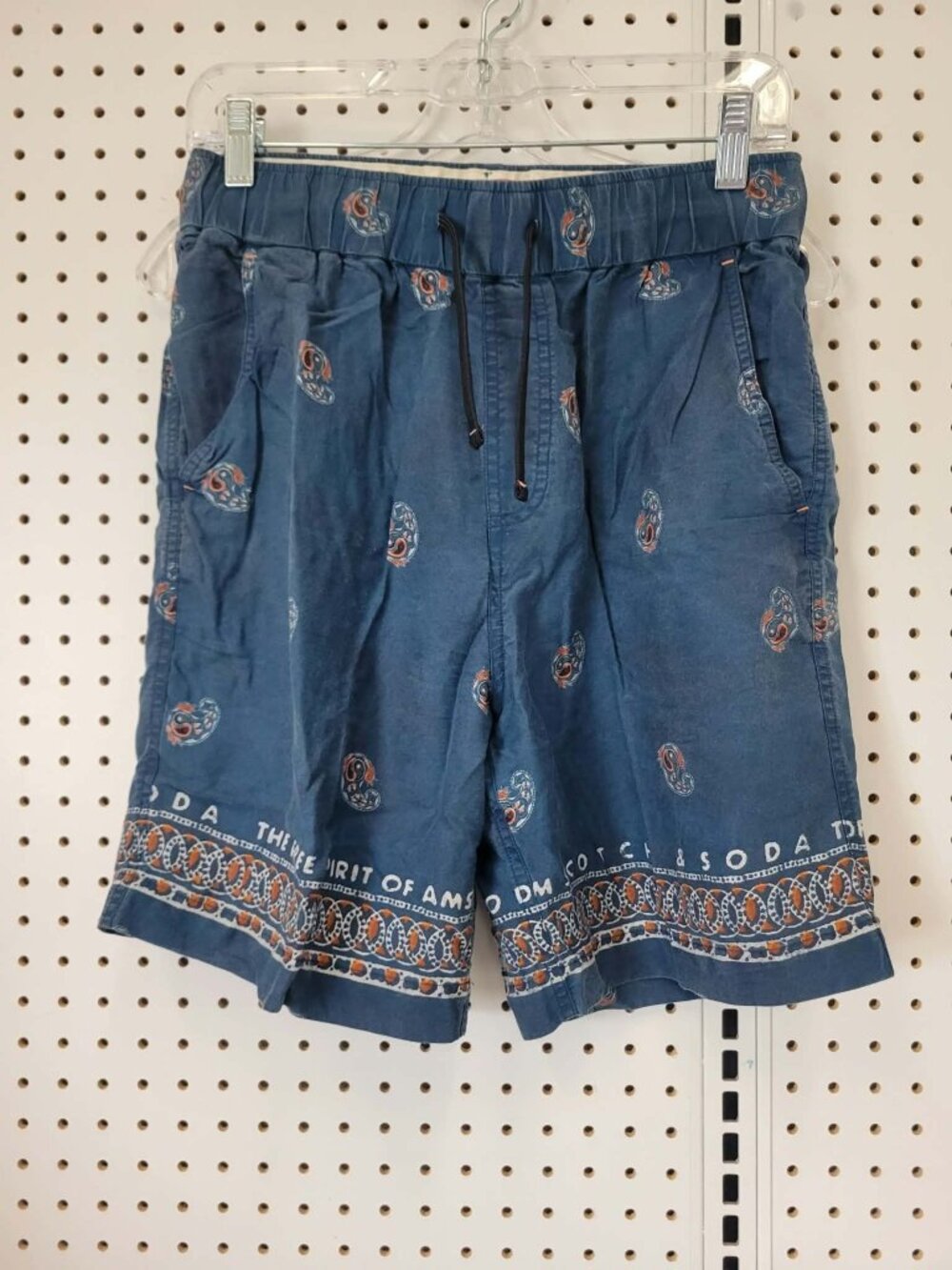 Scotch & Soda Mens Paisley Print Blue Drawstring Shorts Size S
